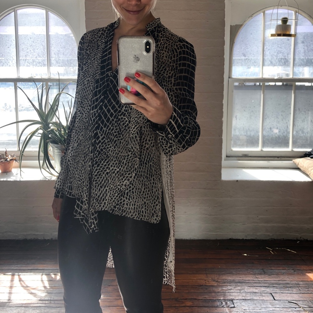 High low printed blouse